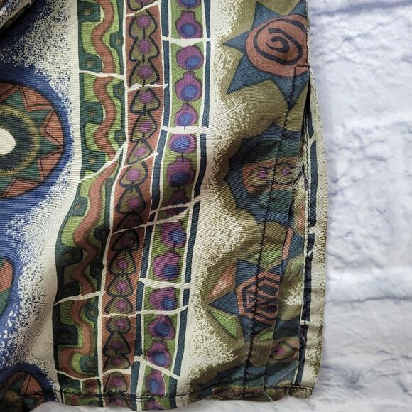 Vintage Silk Stunt Collections Earthtone Abstract Style Shirt size Medium - Picture 6 of 11